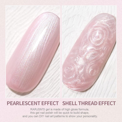 Pearl Gel Nail Polish, Light Pink Glitter Drawing Gel Polish Soak off UV Shimmer Mermaid Nail Gel for Salon Home DIY Manicure Use