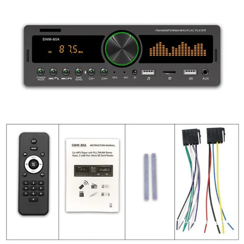 Hikity 1DIN In-Dash Car Radios Stereo Car MP3 Player Autoradio Bluetooth 12V Car Audio Music Support USB/SD/AUX-IN/AM/FM with Remote Control + Locate and Find the Car Function
