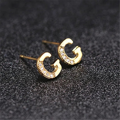 New Diamond Letter  Stud Earrings Women Fashion Earrings 26 Letters A-Z