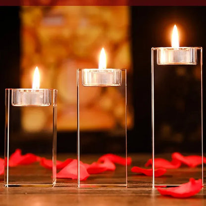Home Decorations Crystal Candlestick Wedding Glass Candle Holder Table Centerpieces Bar Coffee Shop Decorations
