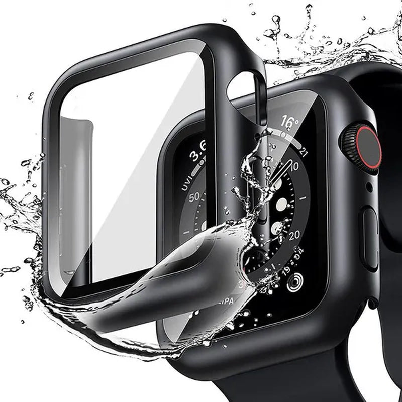 LEIXIUER Tempered Glass with Case Sport Silicone Strap for Smart Watch series  8 7 6 SE 2 3 4 5 1 for Smart Watch45mm 41mm 44mm 40mm 38mm 42mm 44 mm Sport Soft screen protector band bracelet（ Case and strap are packaged separately !）