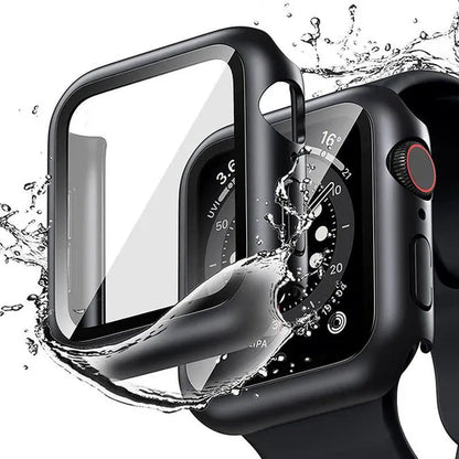 LEIXIUER Tempered Glass with Case Sport Silicone Strap for Smart Watch series  8 7 6 SE 2 3 4 5 1 for Smart Watch45mm 41mm 44mm 40mm 38mm 42mm 44 mm Sport Soft screen protector band bracelet（ Case and strap are packaged separately !）