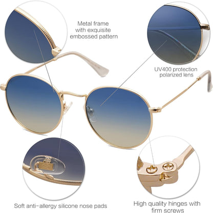 Small round Polarized Sunglasses for Women Men Classic Vintage Retro Shades UV400