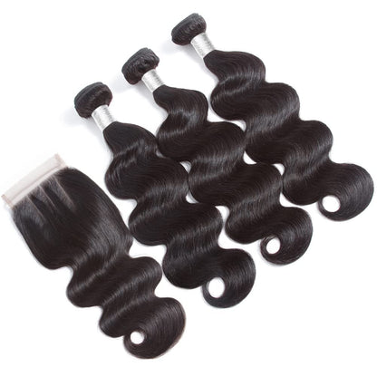 Body Wave Human Hair Bundles (24/26/28+20Inch, Bundles +Three Part Closure)…