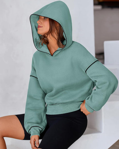 Women'S Casual Sweatshirt 2024 Fall Winter Clothes Long Sleeve Loose Fit Cropped Y2K Pullover Hoodies