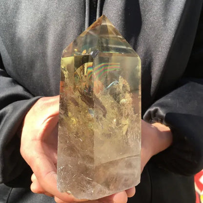 700g/800g/1000g Natural Large Size Clear Citrine Tower Points Smoky Citrine Quartz Crystal Healing Wand for Decoration