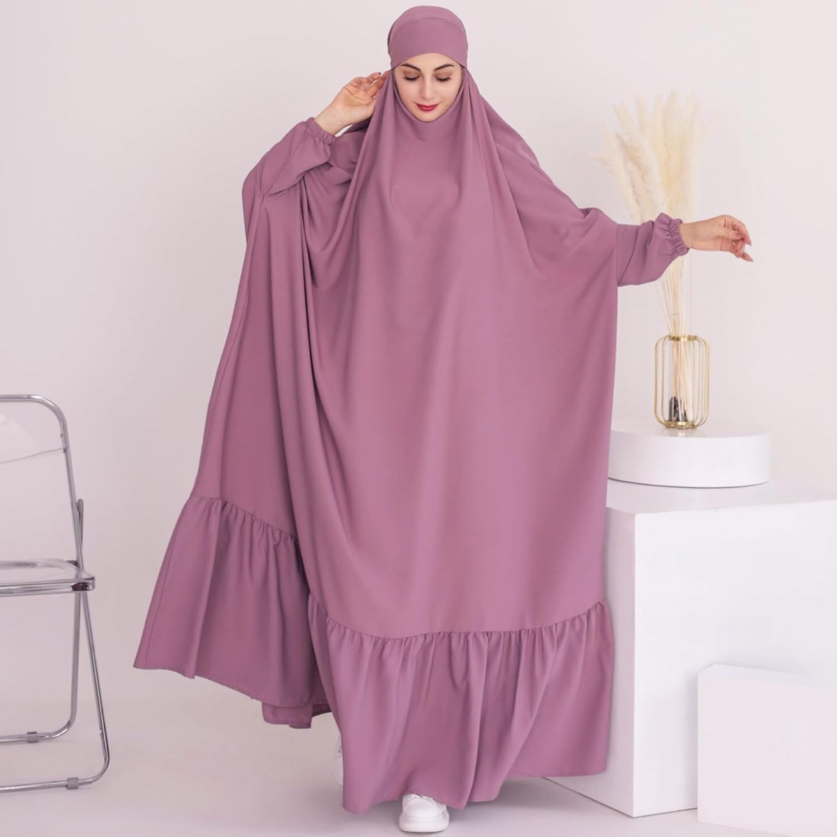 Women Jilbab Islamic Prayer Dress Muslim Dress for Woman Muslim Maxi Abaya Eid Ramadan Formal Gown with Sleeve Prayer Dress