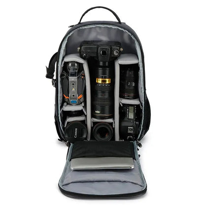 SLR Digital Camera Bag Drone Backpack Multifunctional outdoor waterproof camera bag Foldable carrying tripod suitable for Canon Nikon Fuji SONY/DJI Drones can carry a 17.3-inch laptop as well as come with USB port