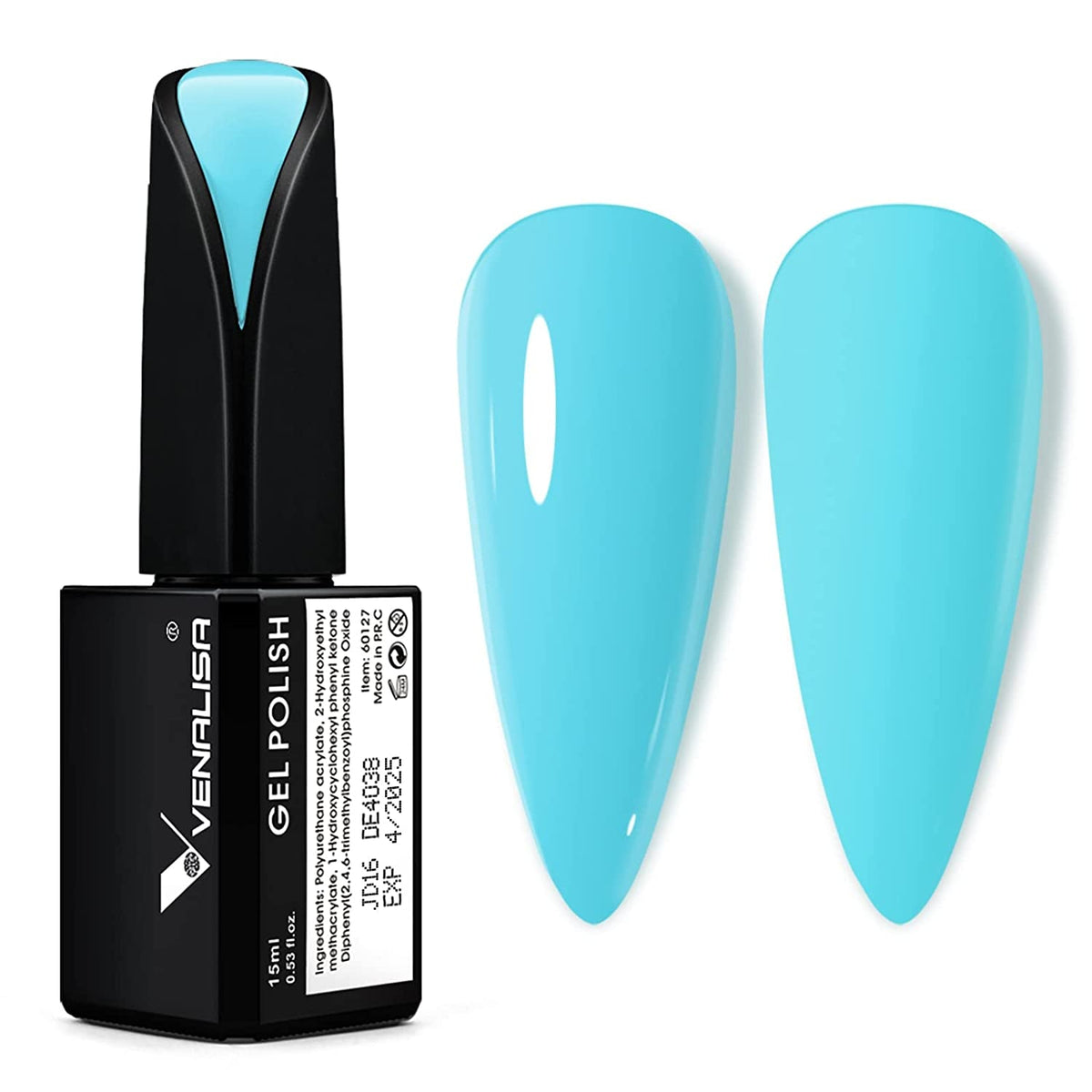 VENALISA 15ml Gel Nail Polish, Pure White Color Soak Off UV LED Nail Gel Polish Nail Art Starter Manicure Salon DIY at Home, 0.53 OZ
