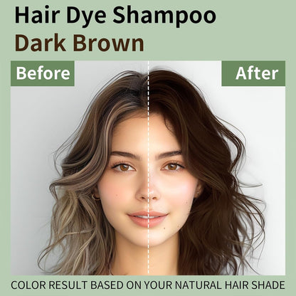 Dark Brown Hair Dye Shampoo 3 in 1 for Gray Coverage, Instant Natural Hair Color Shampoo Para Canas Mujer, Semi-Permanent Shampoo Hair Dye Gifts for Men Women Dad Mom 500Ml
