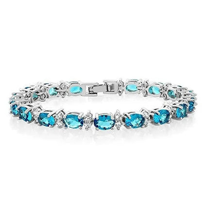 Gem Stone King 925 Sterling Silver Gorgeous Oval and Round Sparkling Cubic Zirconia CZ Tennis Bracelet Jewelry Gift