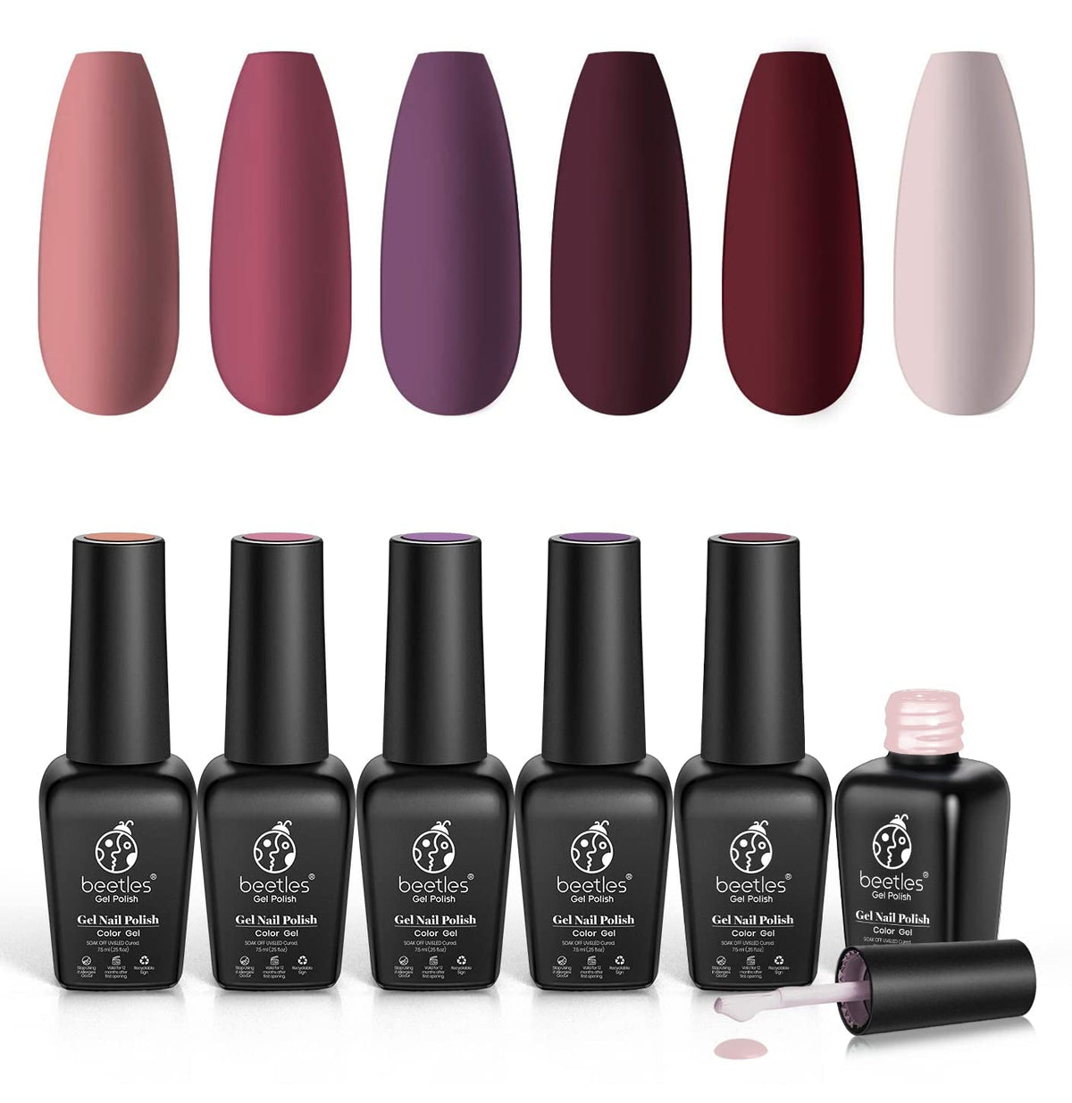 Beetles Gel Nail Polish, 6 Colors Nude Pink Rose Red Milky White Gel Polish, Sweetheart Candies Collection Soak Off UV LED Nail Lamp Light Nails Spring Summer Easter Gel Nail