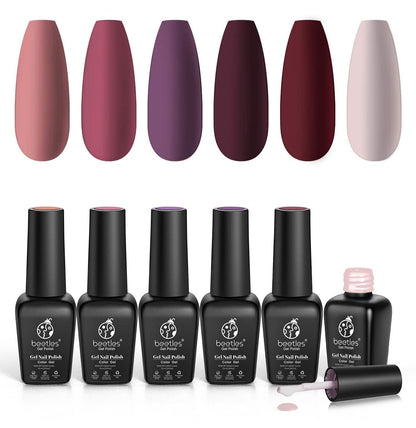 Beetles Gel Nail Polish, 6 Colors Nude Pink Rose Red Milky White Gel Polish, Sweetheart Candies Collection Soak Off UV LED Nail Lamp Light Nails Spring Summer Easter Gel Nail