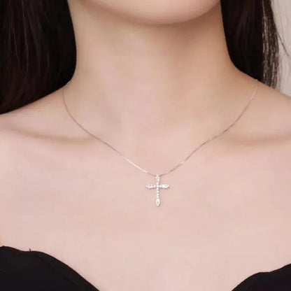 Jewelry Fashion 925 Sterling Silver Diamond White Sapphire Pendants Jesus Cross Necklace Ornament