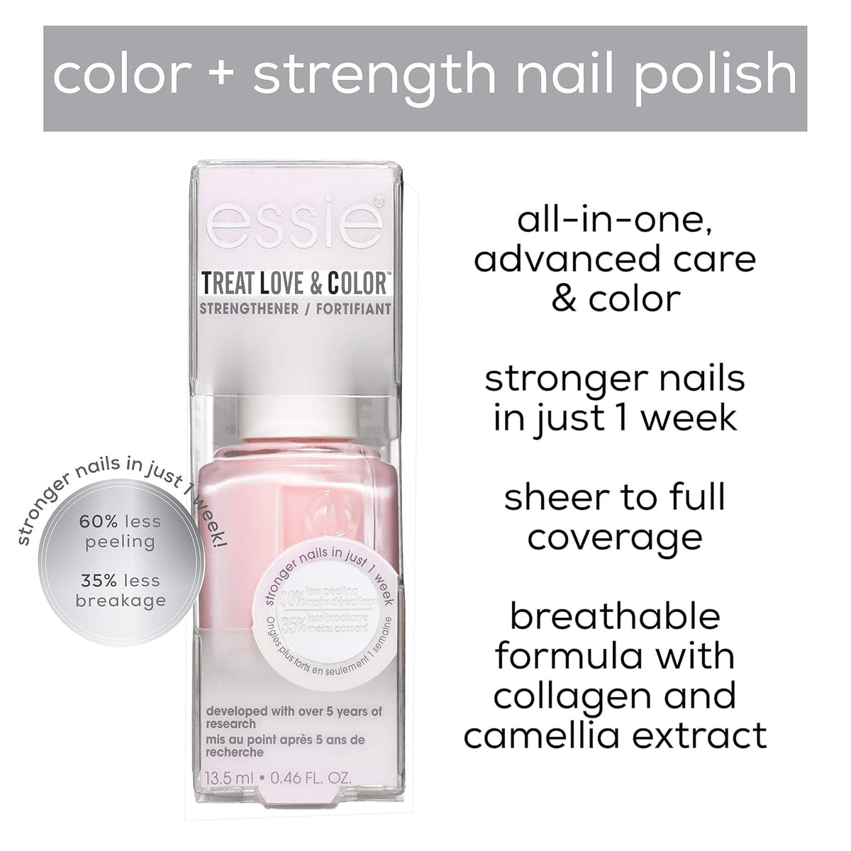 Treat Love & Color Nail Polish for Normal to Dry/Brittle Nails, Keen on Sheen, 0.46 Fl. Oz.