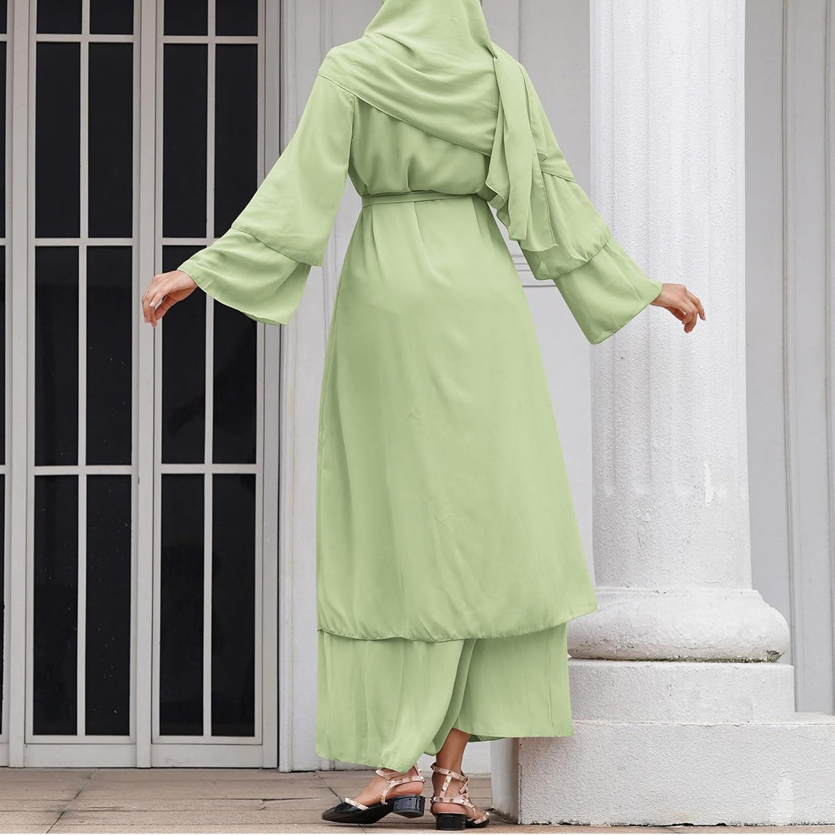 Abayas Muslim Dress for Women Long Sleeve Islamic Abaya Eid Dubai Kaftan Dresses Middle East Prayer Dress Chiffon Robe