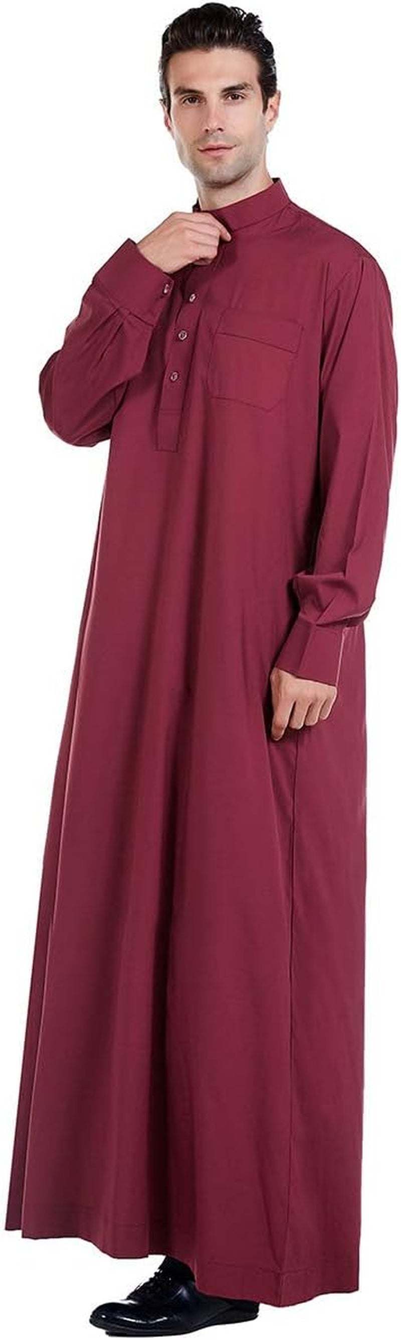 Men'S Muslim Clothes Durable Kaftan Robe Dubai Long Gown Ethnic Clothes,1Pc Soft Robe