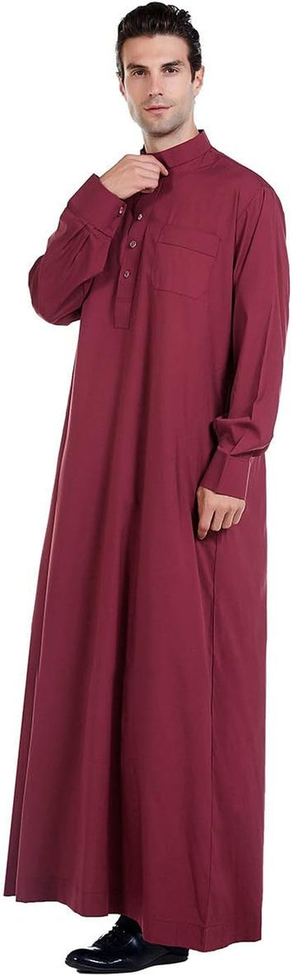 Men'S Muslim Clothes Durable Kaftan Robe Dubai Long Gown Ethnic Clothes,1Pc Soft Robe