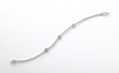 14k White Gold Flower Diamond Tennis Bracelet 3.68 Carat New