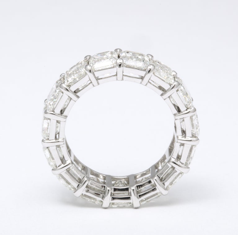 Glistening 13 Carat Emerald Cut Diamond Eternity Band Platinum Ring
