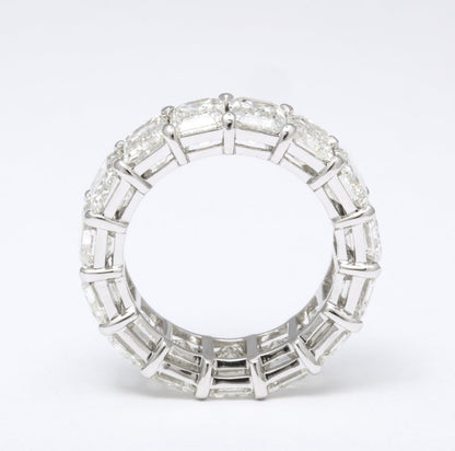 Glistening 13 Carat Emerald Cut Diamond Eternity Band Platinum Ring