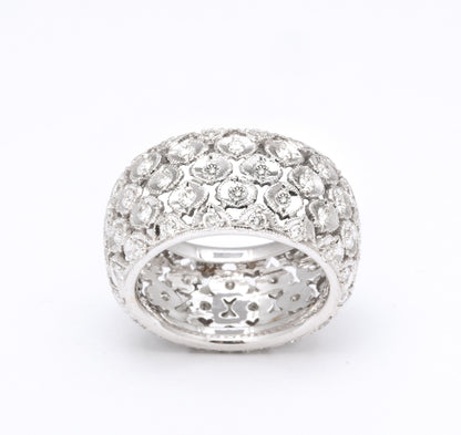 18k White Gold Wide Diamond Band 1.60 Carat Ring