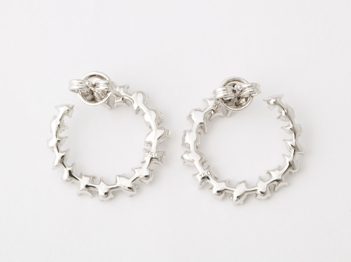 Multi-Shape Diamond Swirl Hoop Earrings 18k White Gold 3.03ctw