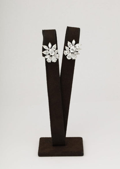 Elegant Platinum Diamond Cluster Earrings with Pear and Marquise Diamonds