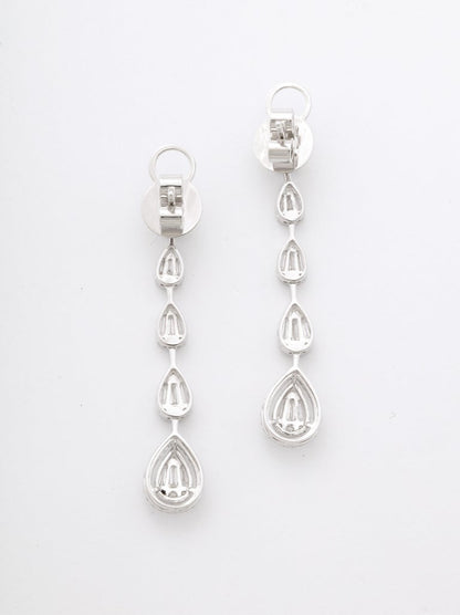 Exquisite 1.44ct Diamond 18k White Gold Dangle Drop Earrings