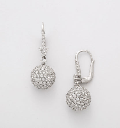 Elegant 3.96ct Brilliant Cut Diamond Drop Earrings 18k White Gold