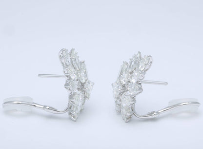 13.21 Carat Marquise Diamond Cluster 18k White Gold Ear Climbers