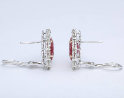 High-End 18k Gold Intense Red Ruby and Diamond Clip-on Earrings