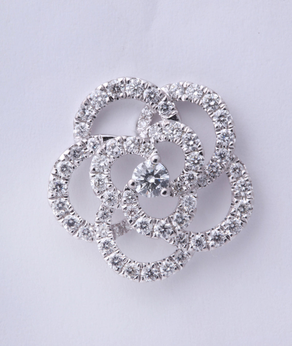 Glistening 1.85 Carat Diamond Camelia Flower Stud Earrings in 18k Gold