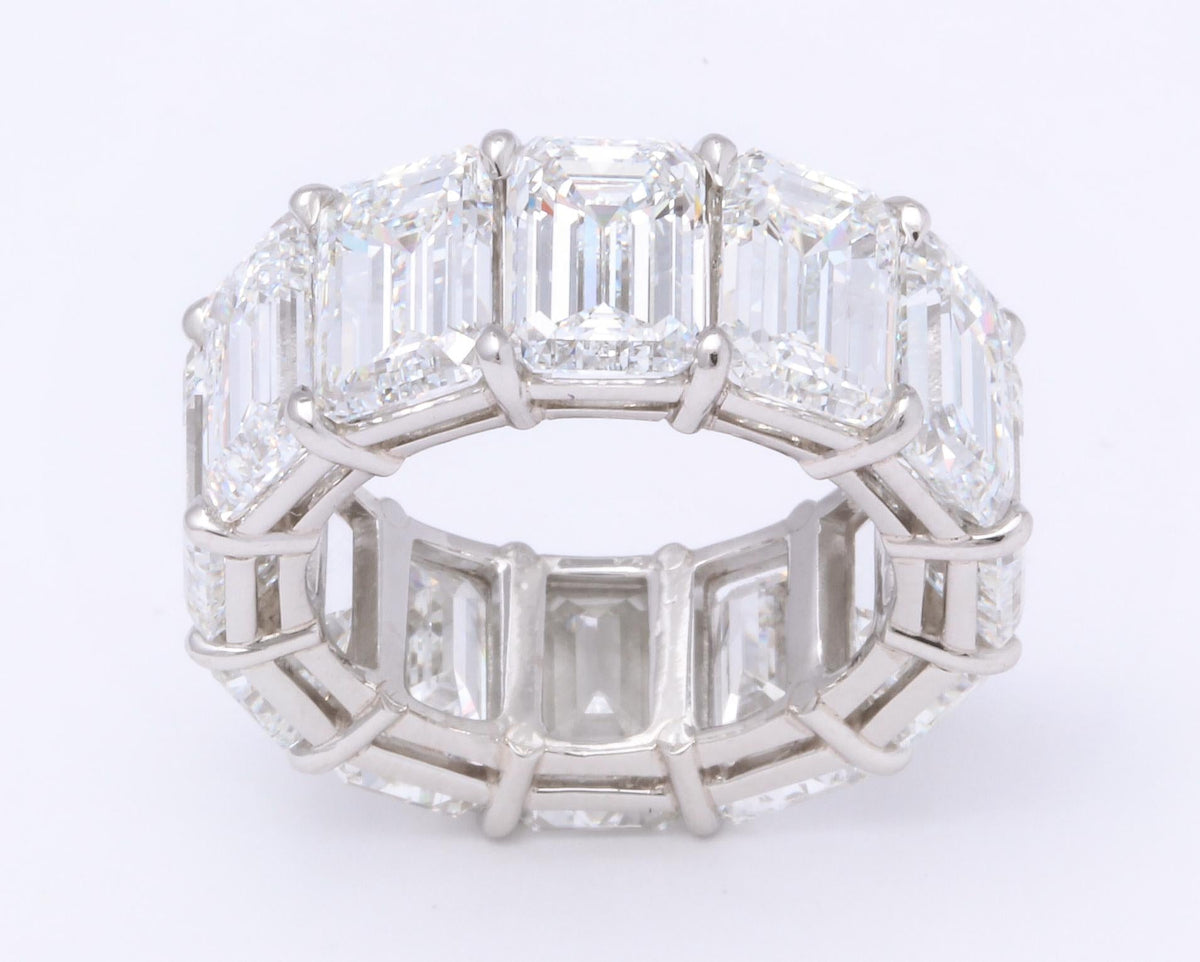 GIA Certified 18.51 Carat Emerald Cut Diamond Platinum Eternity Band