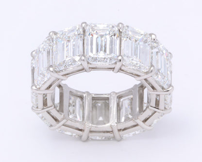 GIA Certified 18.51 Carat Emerald Cut Diamond Platinum Eternity Band