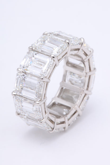GIA Certified 18.51 Carat Emerald Cut Diamond Platinum Eternity Band
