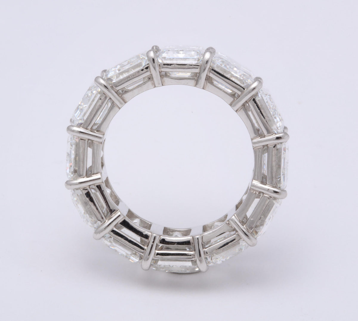 GIA Certified 18.51 Carat Emerald Cut Diamond Platinum Eternity Band