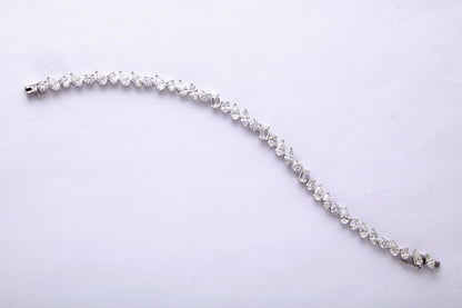Multi Shape 10.07 Carat Diamond Tennis Bracelet 18k White Gold