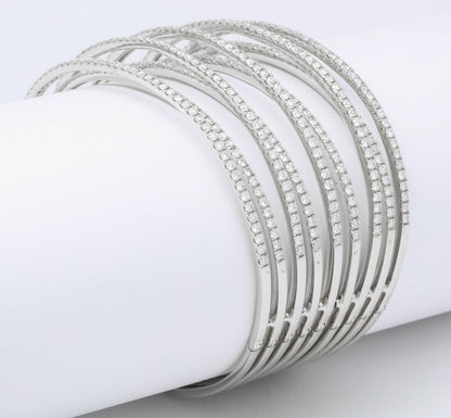 18k White Gold Multi Row Bangle with 7.75ct Round Diamonds
