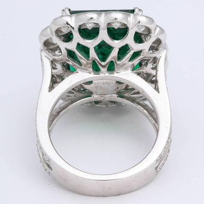 Important 13 Carat Colombian Emerald Diamond GIA Certified Cocktail Ring
