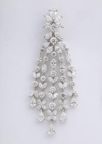 15.84ct Diamond Chandelier Dangle Earrings in 18k White Gold