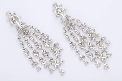 15.84ct Diamond Chandelier Dangle Earrings in 18k White Gold