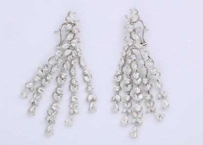 15.84ct Diamond Chandelier Dangle Earrings in 18k White Gold