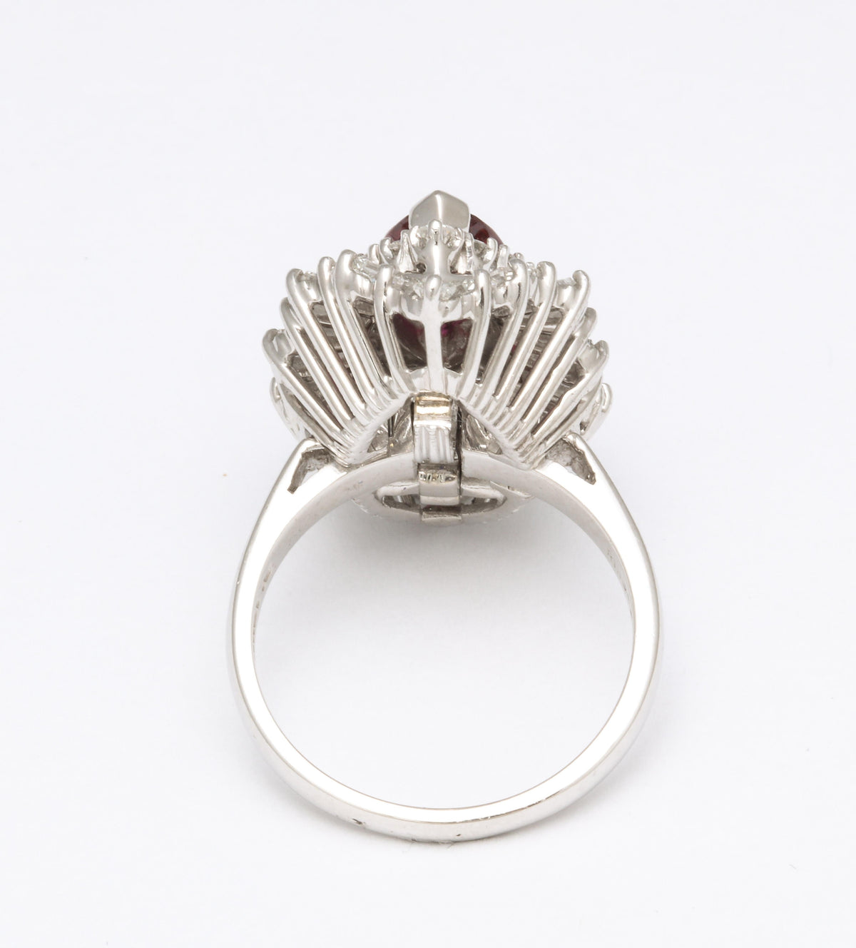 Vintage 1.86ct Marquise Ruby and 3.70ct Diamond Platinum Convertible Ring