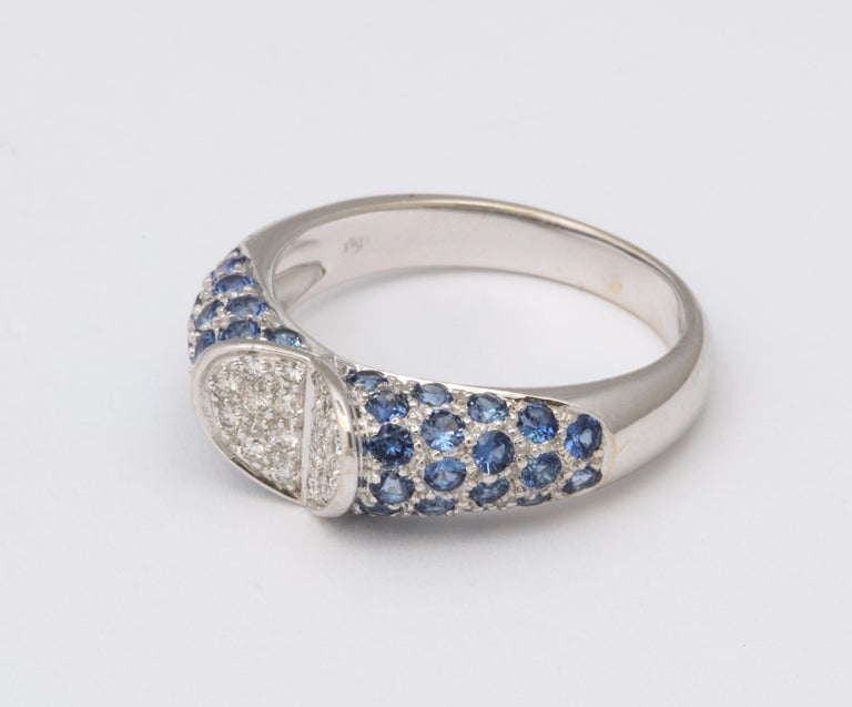 Exquisite Blue Sapphire and Diamond Heart Ring in White Gold