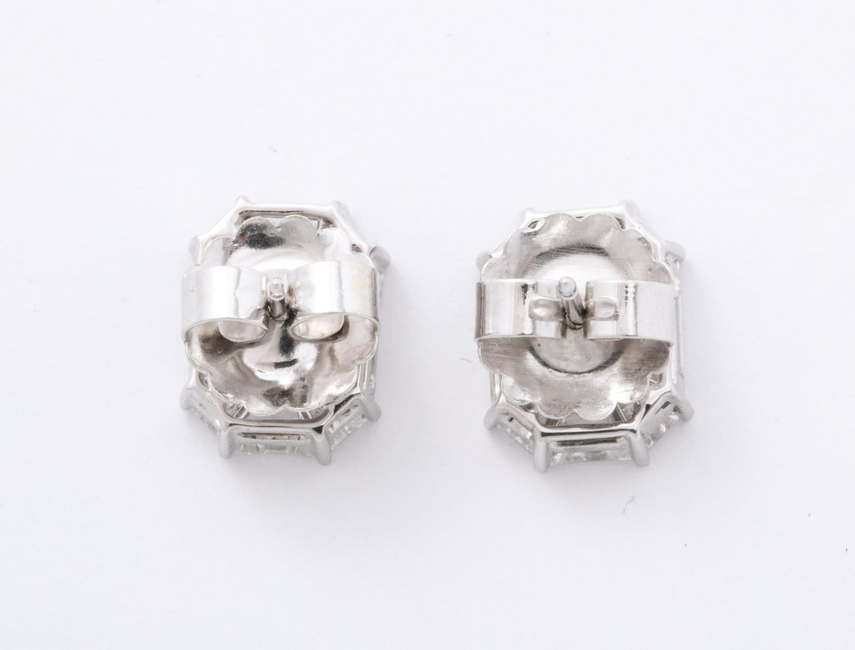 4.65ct Emerald Cut Diamond Illusion Set Stud Earrings 18k Gold