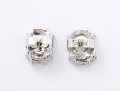 4.65ct Emerald Cut Diamond Illusion Set Stud Earrings 18k Gold