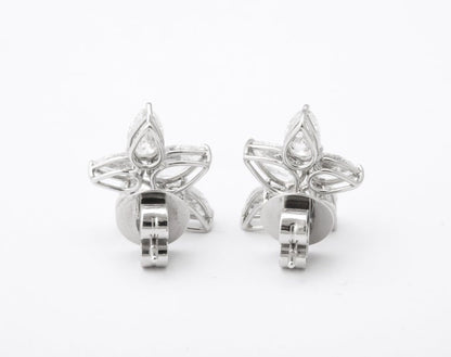 Exquisite 5.01 Carat Pear Shape Diamond Cluster Platinum Stud Earrings