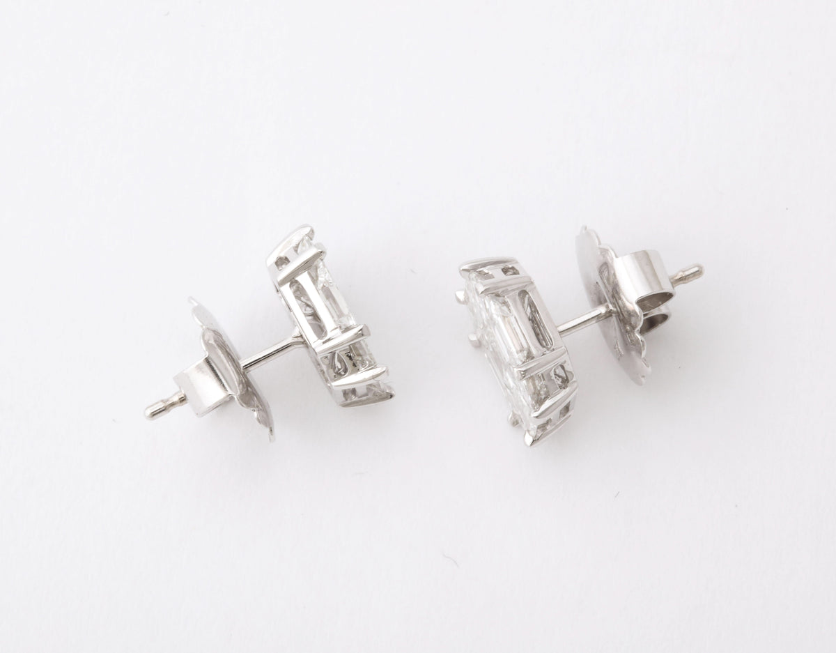 Asscher Cut Diamond Illusion Stud Earrings in 18k White Gold