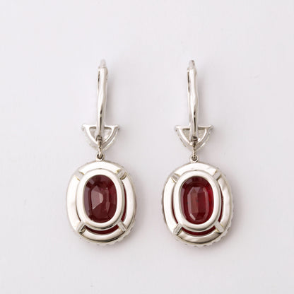 Exquisite 14.14 Carat Ruby and Diamond 18k White Gold Earrings